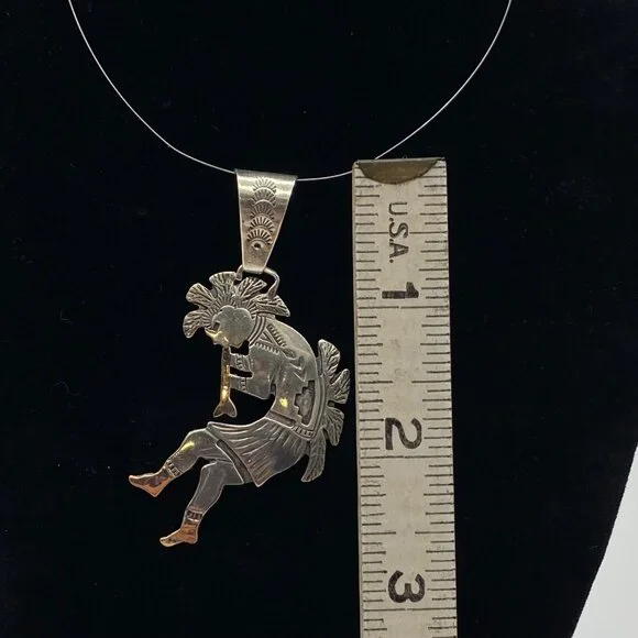 Vtg Sterling Silver Gold Signed Mike Smith Navajo Pendant Native American Indian - Picture 4 of 11